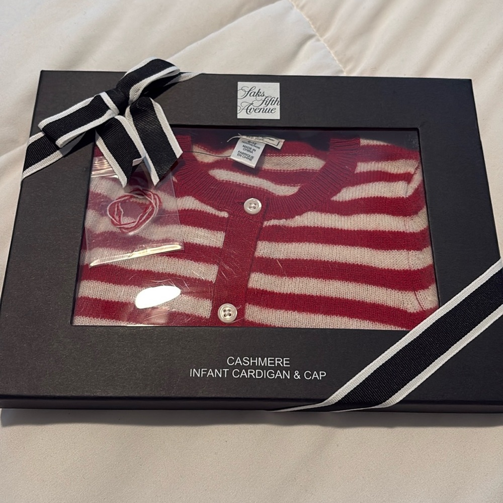 Saks 5th Infant Cashmere Cardigan & Cap